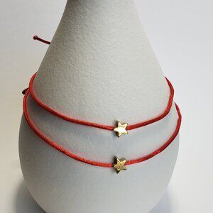 SET of 2 LUCKY STAR Red String Kabbalah Tibetan Buddhist Adjustable BRACELET